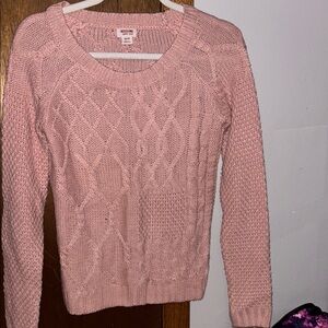 Hollister Pink Crew Neck Cable Knit Sweater